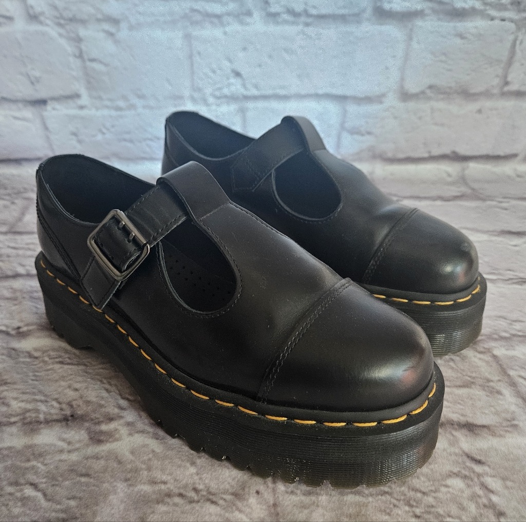 Bethan Dr Marteens Mary Jane Platform Shoes Black Size 9 Womens